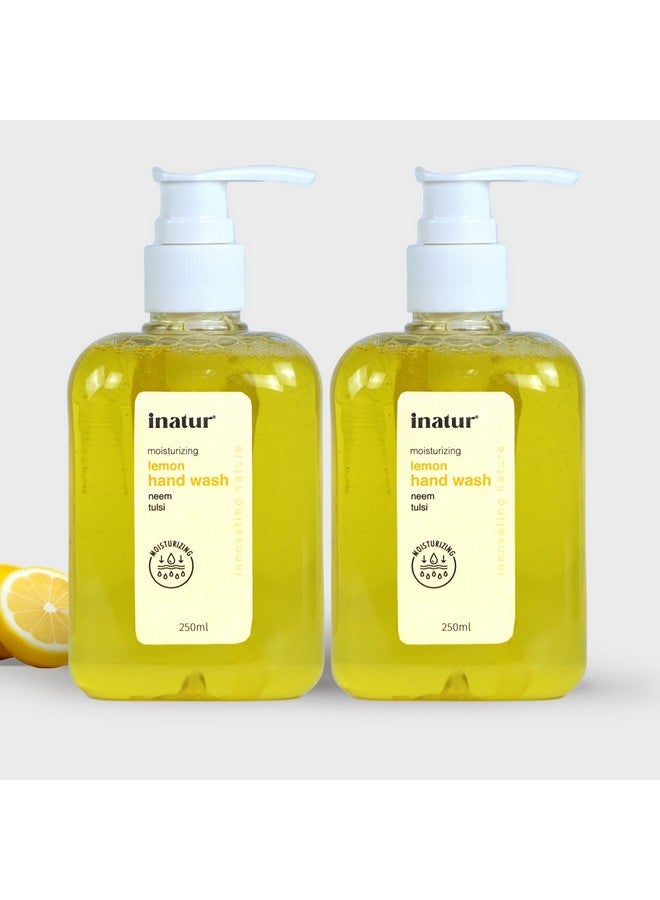inatur Hand Wash | Gentle Moisturizing Natural Liquid Soap | With Ayurvedic herbs Neem & Tulsi + Glycerin | For Germ Protection & Soft Skin with Refreshing Lemon | 250ml (Pack of 2) - Image 1