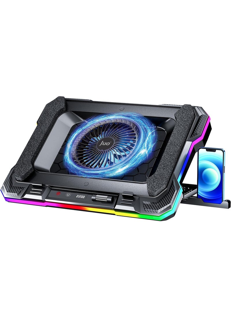 Juo - Yeti 2200RPM RGB LED Display Gaming Laptop Notebook Cooler Stand - Image 1