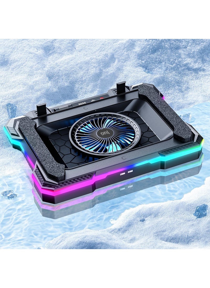 Juo - Yeti 2200RPM RGB LED Display Gaming Laptop Notebook Cooler Stand - Image 1
