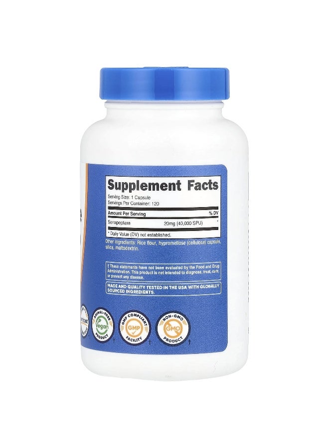 Nutricost, Serrapeptase, 40,000 SPU, 120 Capsules (Packaging may vary) - Image 2