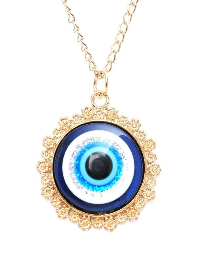 STYOLLO Fancy Golden Evil Eye Protector Metal Chain Necklace Set For Women & Girls | Evil Eye Pendant | Gold Plated Women's Necklaces Fashion Jewellery Sets | Girls' Chains & Necklaces-(Round) - Image 1