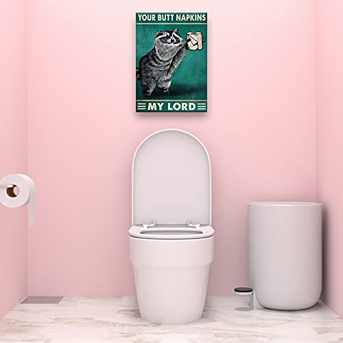 Busmko Funny Bathroom Decor Your Butt Napkin My Lard Raccoon Animal Wall Art Prints Pictures Contemporary Toilet Poster Green Canvas Artwork for Restroom Decoration Unframed 08x12 inch(20x30cm) - Image 4