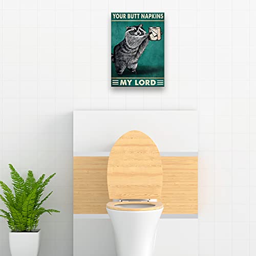 Busmko Funny Bathroom Decor Your Butt Napkin My Lard Raccoon Animal Wall Art Prints Pictures Contemporary Toilet Poster Green Canvas Artwork for Restroom Decoration Unframed 08x12 inch(20x30cm) - Image 5