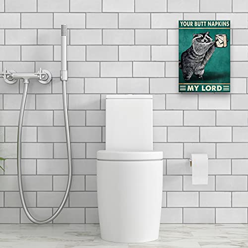 Busmko Funny Bathroom Decor Your Butt Napkin My Lard Raccoon Animal Wall Art Prints Pictures Contemporary Toilet Poster Green Canvas Artwork for Restroom Decoration Unframed 08x12 inch(20x30cm) - Image 3
