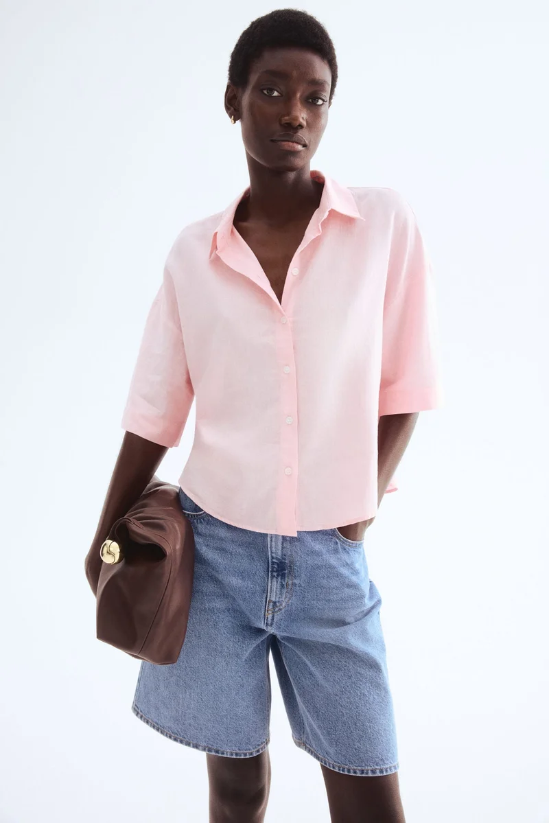 اتش اند ام Linen-blend shirt