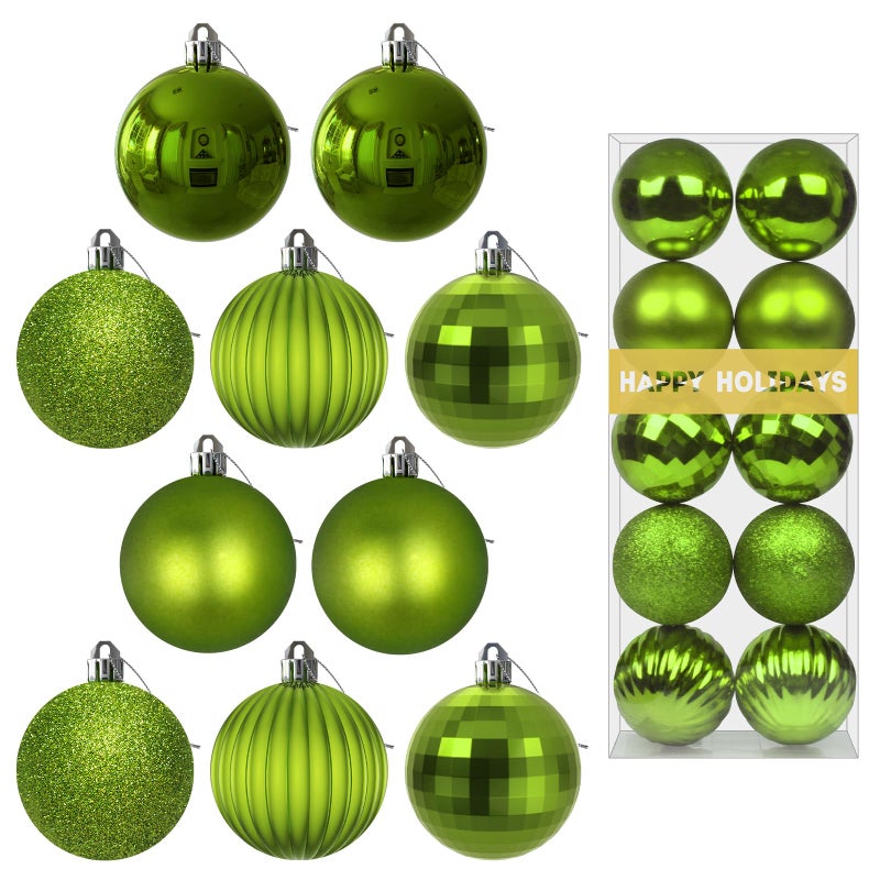 GameXcel Lime Green 3.2"" Large Christmas Balls - Christmas Tree Decoration Ornaments Shatterproof Hanging Balls for Birthday Halloween Holiday Wedding Decorations Set of 10pcs - Image 1