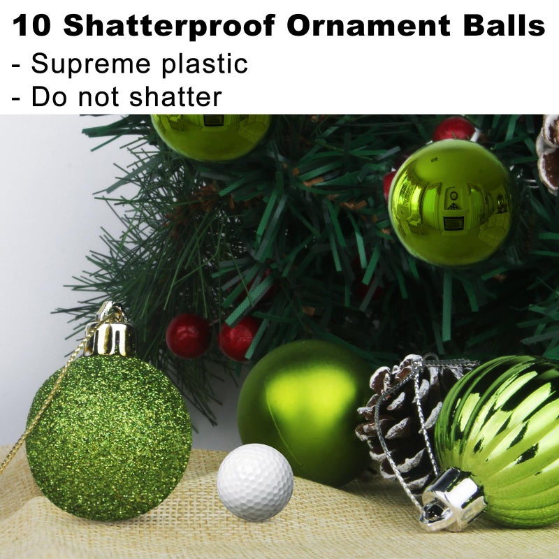 GameXcel Lime Green 3.2"" Large Christmas Balls - Christmas Tree Decoration Ornaments Shatterproof Hanging Balls for Birthday Halloween Holiday Wedding Decorations Set of 10pcs - Image 3