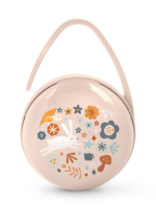 SUAVINEX Duo Pacifier Holder For Storing Pacifiers, Teats Or Accessories  With Flexible Handle Attachable To Stroller-Pink - Image 1