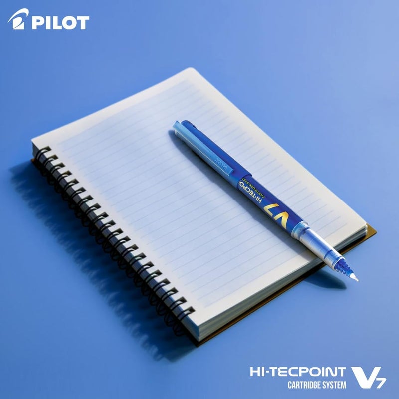 PILOT V7 Hi-Tecpoint Pen With Cartridge System - 1 Blue, 1 Black Pen, 2 Blue Cartridges, 2 Black Cartridges - Image 3