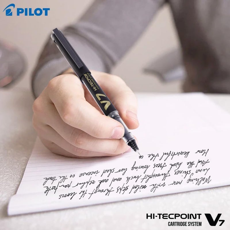 PILOT V7 Hi-Tecpoint Pen With Cartridge System - 1 Blue, 1 Black Pen, 2 Blue Cartridges, 2 Black Cartridges - Image 4