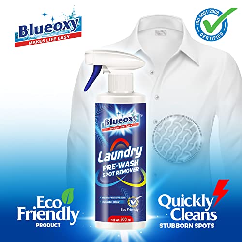 Blueoxy Laundry Prewash Spot Remover | Pre-Wash Stain Remover | Laundry Stain Remover | Tar, Coffee, Wine, Grass | Ink, Blood & Pet Stains | RTU 500 ml Spray - Image 2