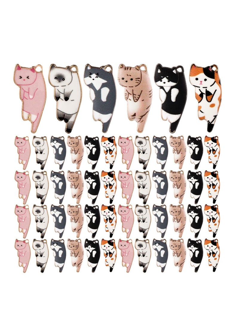 Y&D Enamel Cat Charms for Jewelry Making 6 Styles Cute Pendant Animal DIY Earring Necklace Bracelet Handicraft Supplies Alloy Accessories (42 Pieces) - Image 1
