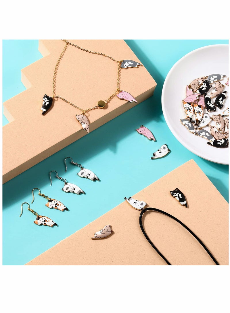 Y&D Enamel Cat Charms for Jewelry Making 6 Styles Cute Pendant Animal DIY Earring Necklace Bracelet Handicraft Supplies Alloy Accessories (42 Pieces) - Image 5