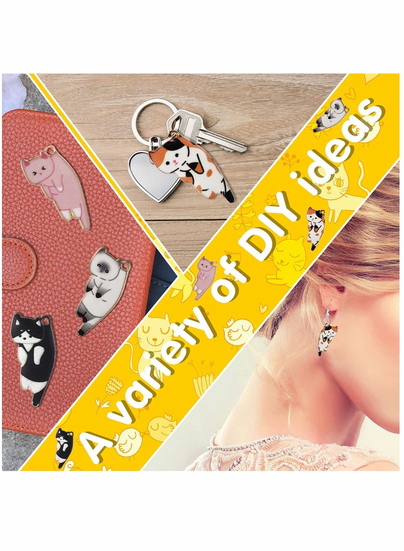 Y&D Enamel Cat Charms for Jewelry Making 6 Styles Cute Pendant Animal DIY Earring Necklace Bracelet Handicraft Supplies Alloy Accessories (42 Pieces) - Image 4