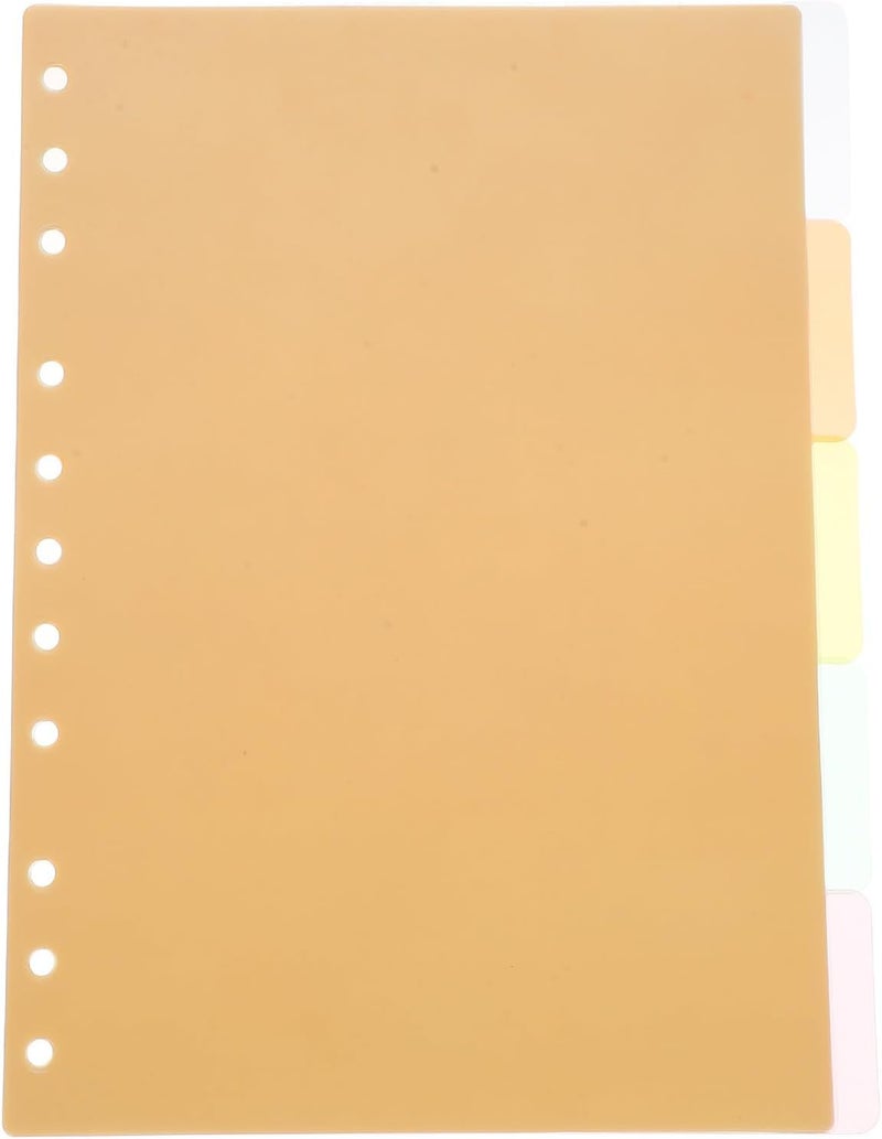 Plastic Binder Dividers with Color Classification Tabs, B5 11-Hole Compatible with 9-Hole Binders, Semi- Index Sheets for Office and School Organization, 5pcs - Image 1