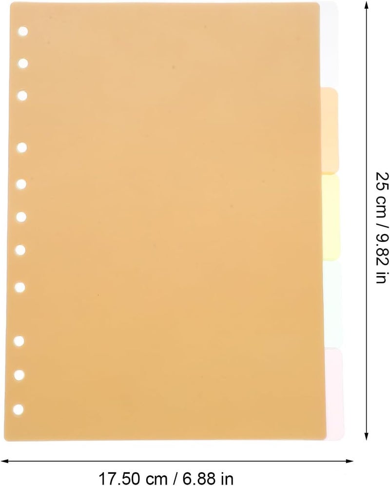 Plastic Binder Dividers with Color Classification Tabs, B5 11-Hole Compatible with 9-Hole Binders, Semi- Index Sheets for Office and School Organization, 5pcs - Image 2