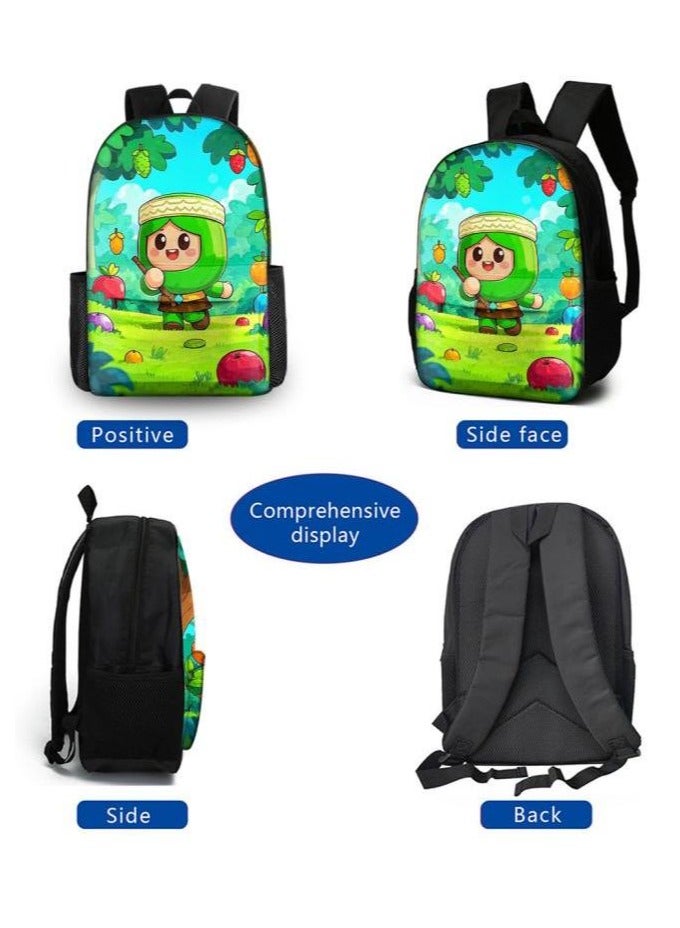 Cartoon three-piece schoolbag with front pocket - 406  - Image 3