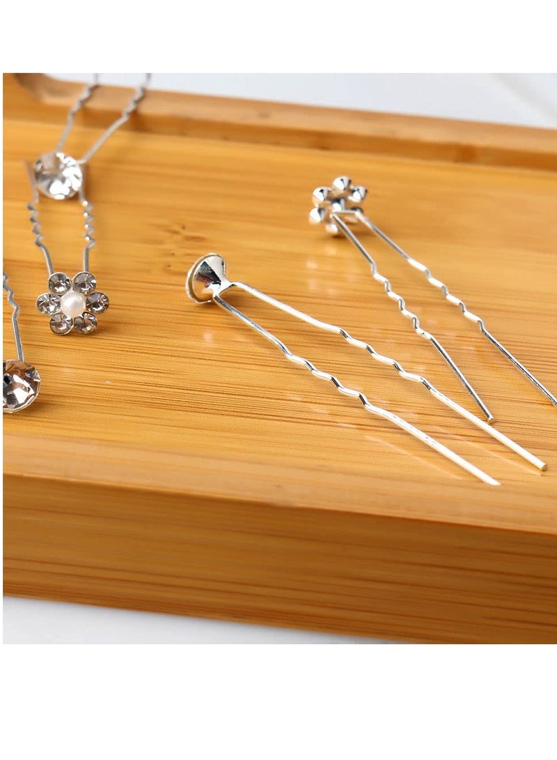 JAKAWIN JAKAWIN Bride Wedding Pearl Hair Pins Flower Hair Piece Rhinestone Bridal Hair Accessories for Women HP065 (Silver)  - Image 5