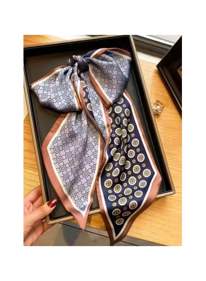 OLUDENIZ Women's Elegant Silk Scarf – Long Skinny Printed Fashion Accessory