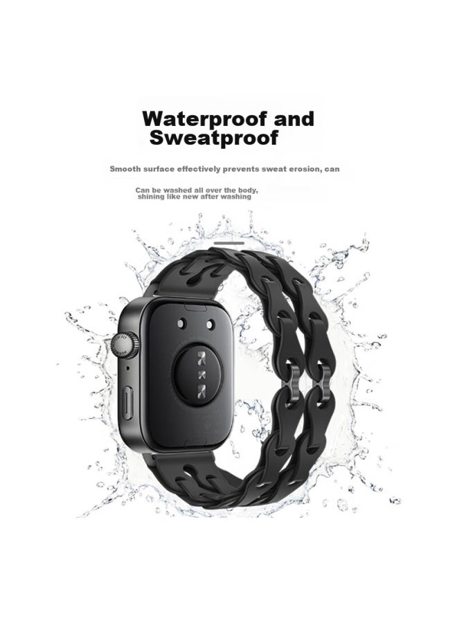Bing Hong Binghong Compatible With Huawei Fit4 Watch Band For Men And Women, Silicone Huawei Fit4pro Watch Band, Huawei Fit3 Watch Band, Hollow Design - Double Chain Black - Image 4