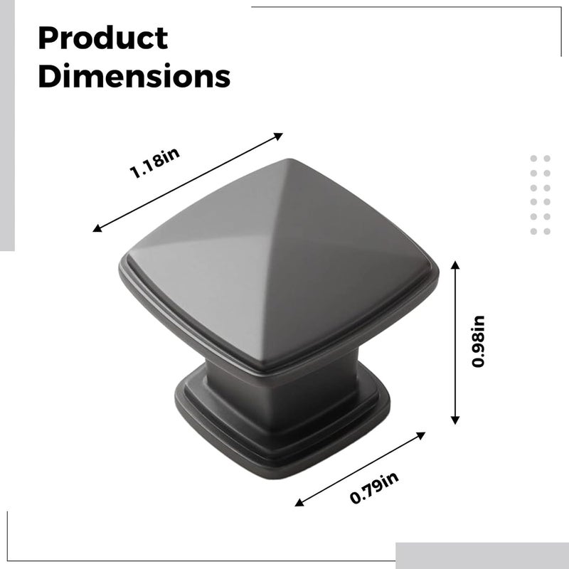 20 Pcs Square Cabinet Knobs, Single Hole Zinc Alloy Knobs, 1.2 X 1 in, Nordic Gray, Cabinet Pulls for Drawer, Kitchen, Wardrobe, Dresser - Image 3
