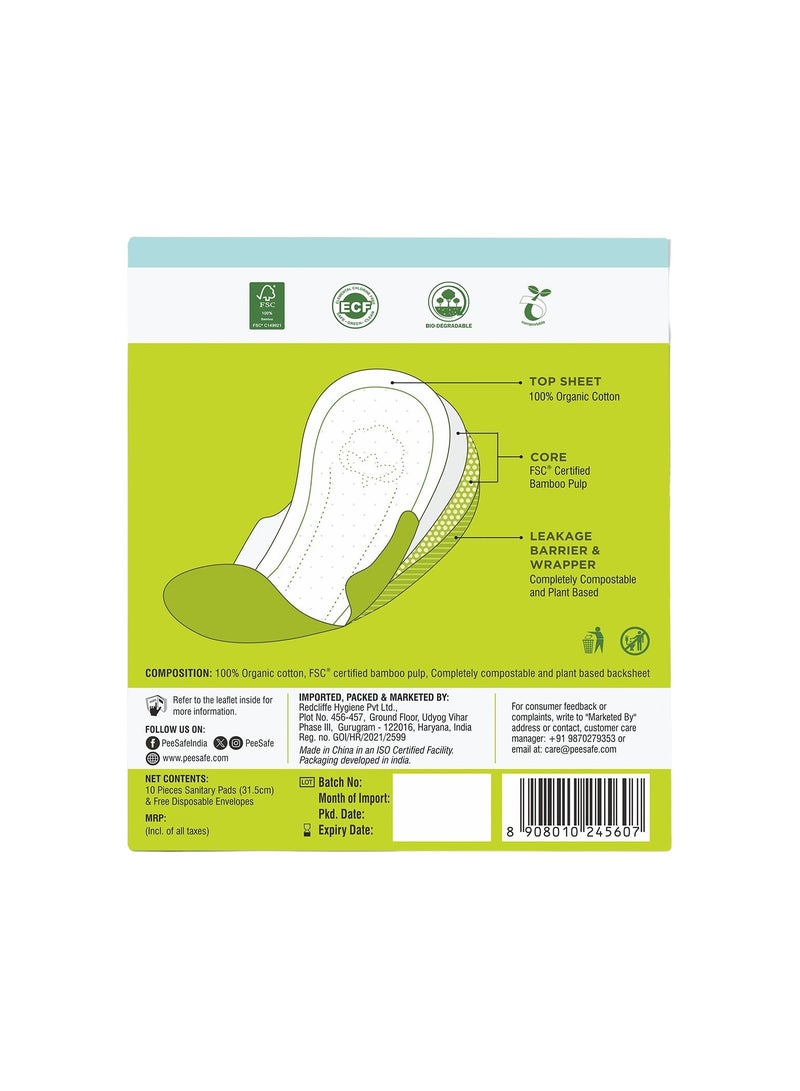 PEE SAFE Organic Cotton Sanitary Pads 10 Pcs - Image 2