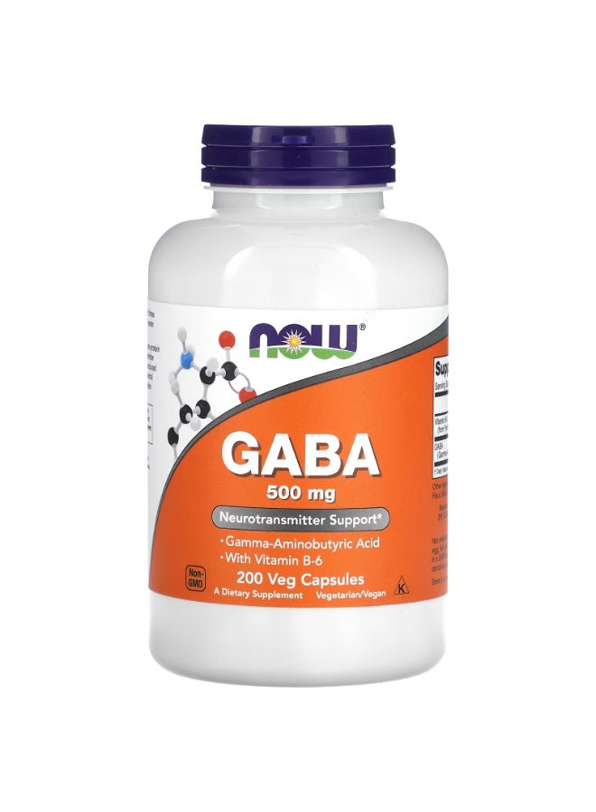 now GABA With Vitamin B-6, 200 Veg Capsules - Image 1