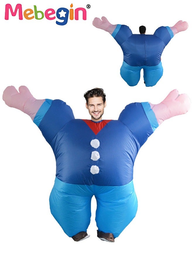 MEBEGIN Sailor Shape Inflatable Suit, Funny Sea Man Inflatable Costume with Blower and Battery Case, Creative Blow up Pretend Toy Costume for Dess up Parties, Festivals and Cosplay Games, Suitable 150-195cm Height, 4 AA Batteries Required(Not Included) - Image 1