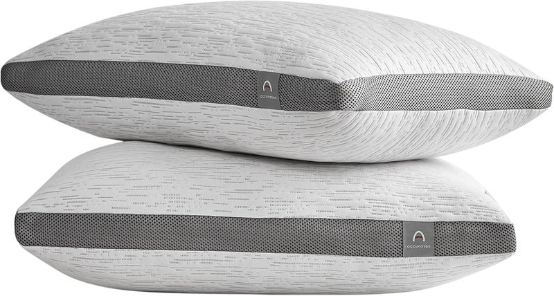 ACCURATEX Pillows Queen Size Set of 2, Rayon Derived from Bamboo Removable Cover, Shredded Memory Foam Pillow with Down Alternative Fill (Adjustable), Supportive Pillows for Side Back Sleepers - Image 1