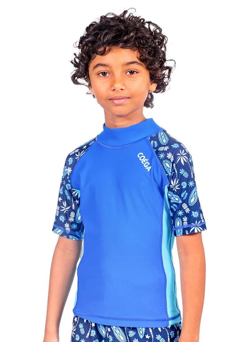 كويجا صن وير COEGA Kids Boys Rashguard Short Sleeve - Navy Blue Surf