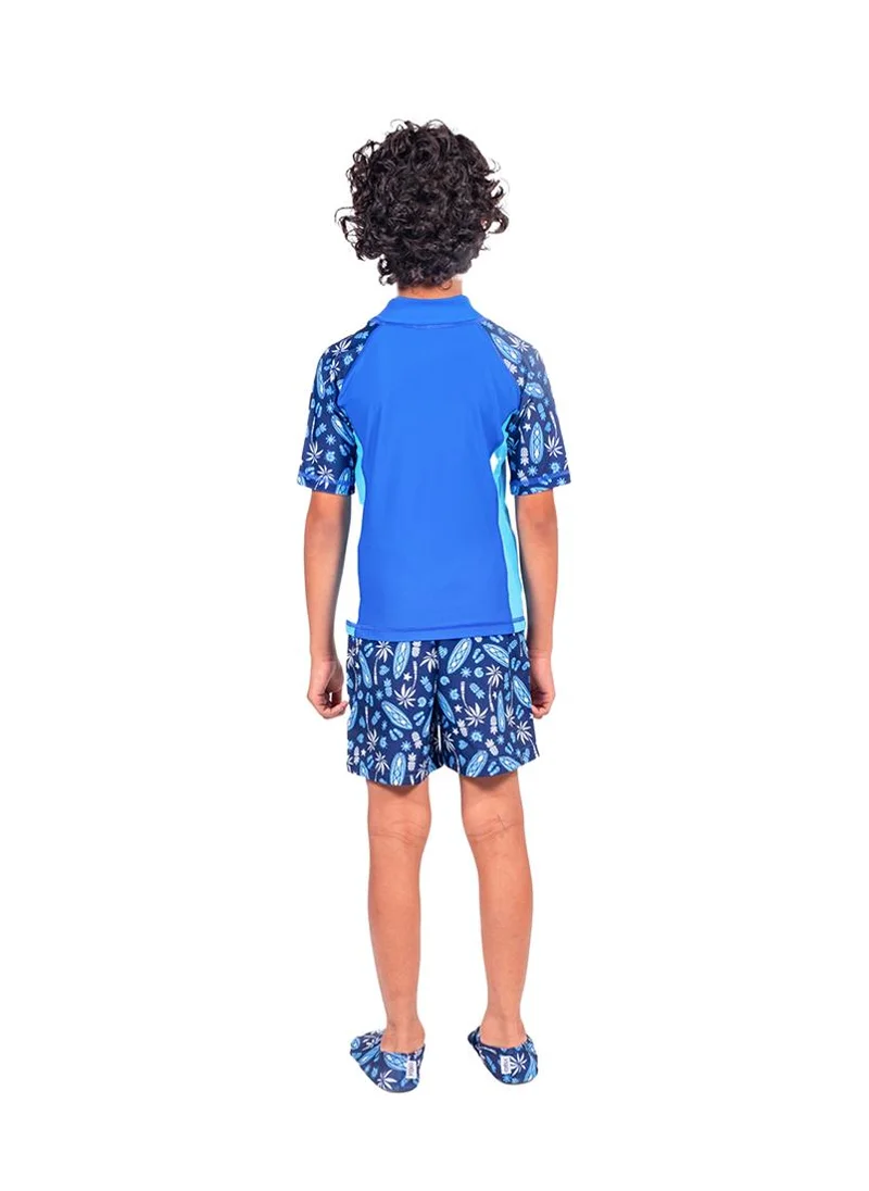 COEGA SUNWEAR COEGA Kids Boys Rashguard Short Sleeve - Navy Blue Surf