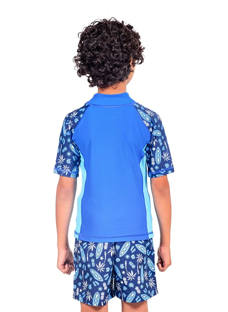 COEGA SUNWEAR COEGA Kids Boys Rashguard Short Sleeve - Navy Blue Surf