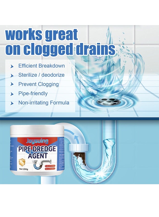 Pipe Dredge Agent, Bathroom Drain Cleaner, Powerful Pipe Excavator, Kitchen Sink Drain Cleaner, Home Sewer Toilet Kitchen Dredging Deodorant Clogged Channel Agent, Deep Cleaning And Quick Effect, 200G - Image 2