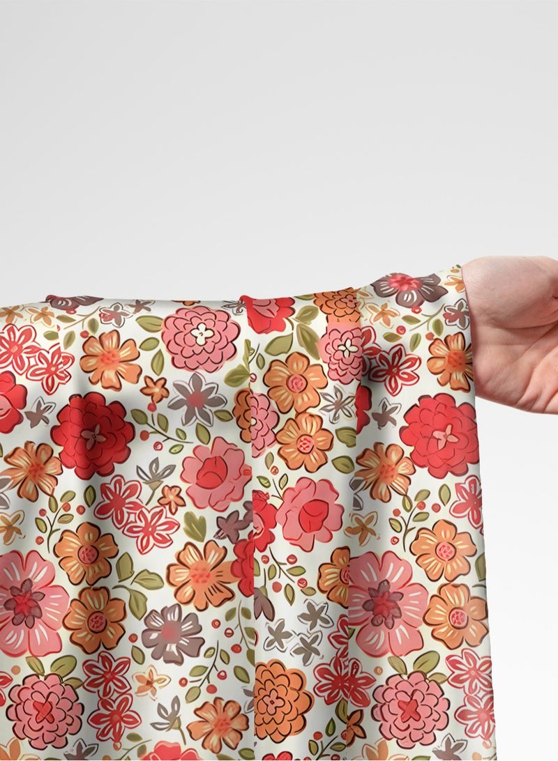 Vellato Al Lail Aramny Silk Fabric By The Yard Floral Red Pink Jalabiya Makhweer Dressmaking 58 Inches Width - Image 1