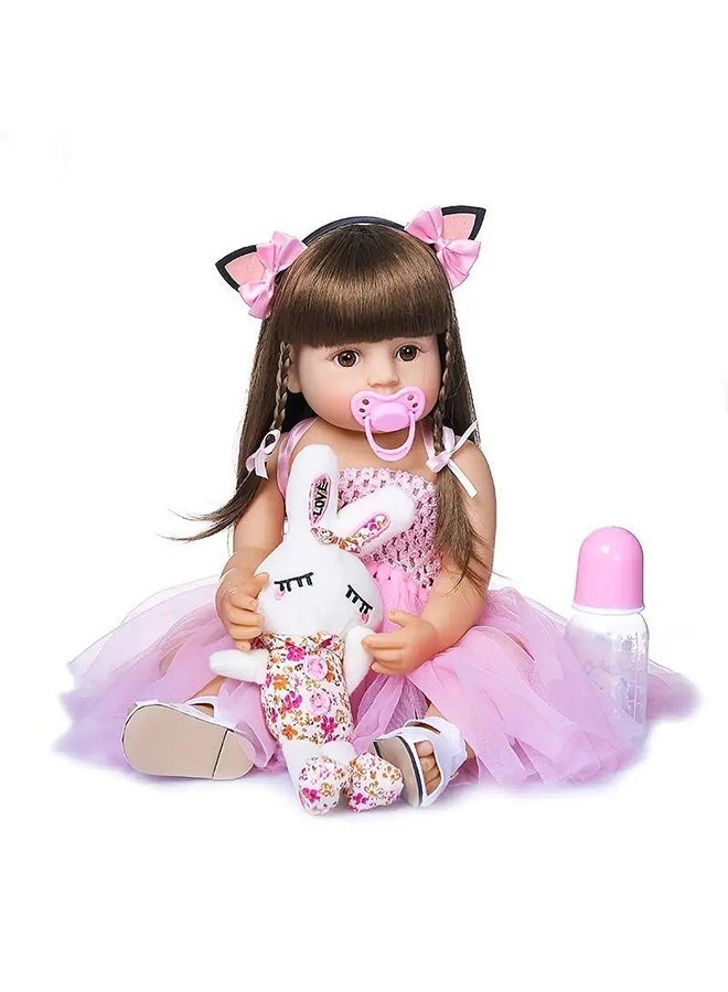 Beauenty Reborn Baby Doll 22 Inch Realistic Newborn Baby Dolls  Lifelike Weighted With Soft Silicone Doll Girls With Plush Toy  Doll Clothes For Age 3+ (C) - Image 1