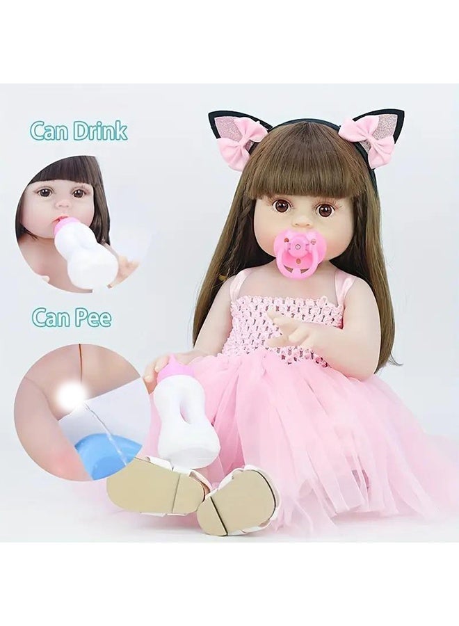 Beauenty Reborn Baby Doll 22 Inch Realistic Newborn Baby Dolls  Lifelike Weighted With Soft Silicone Doll Girls With Plush Toy  Doll Clothes For Age 3+ (C) - Image 4