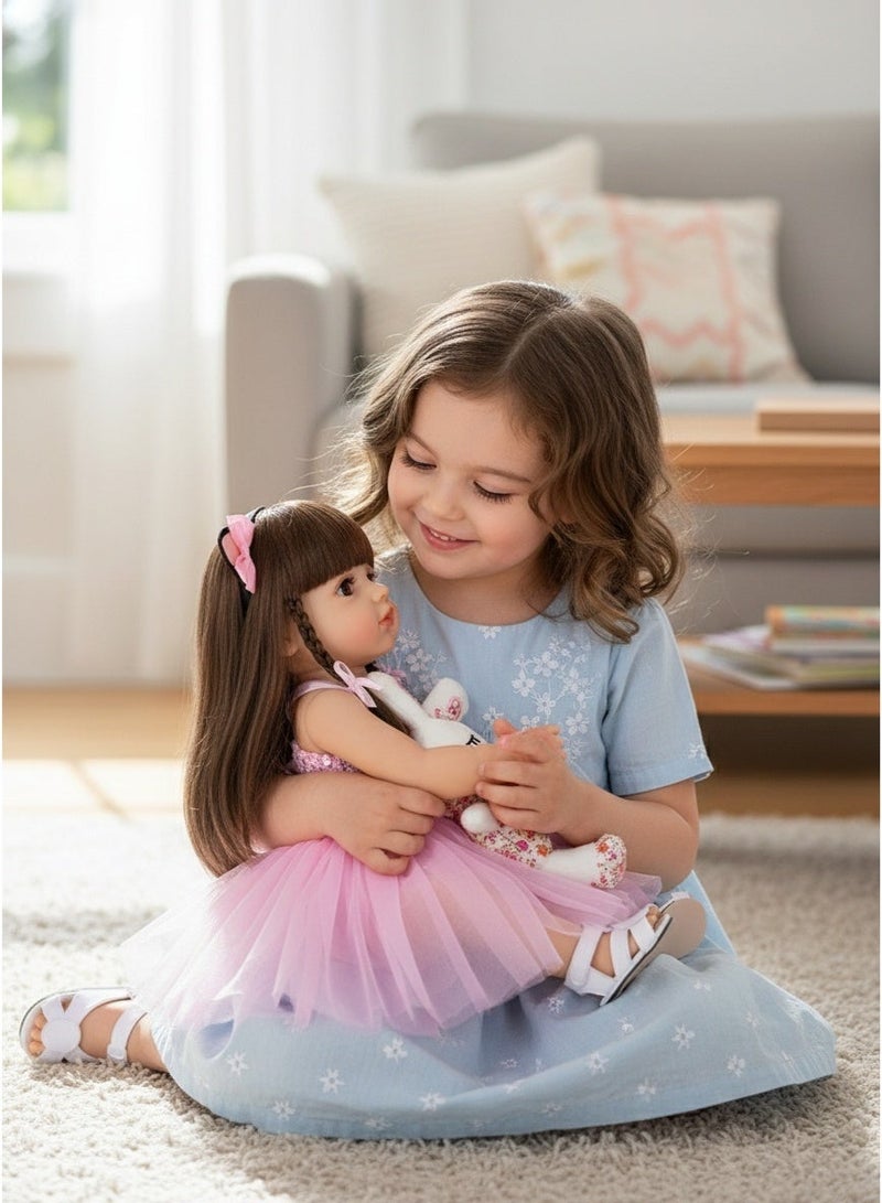 Beauenty Reborn Baby Doll 22 Inch Realistic Newborn Baby Dolls  Lifelike Weighted With Soft Silicone Doll Girls With Plush Toy  Doll Clothes For Age 3+ (C) - Image 2