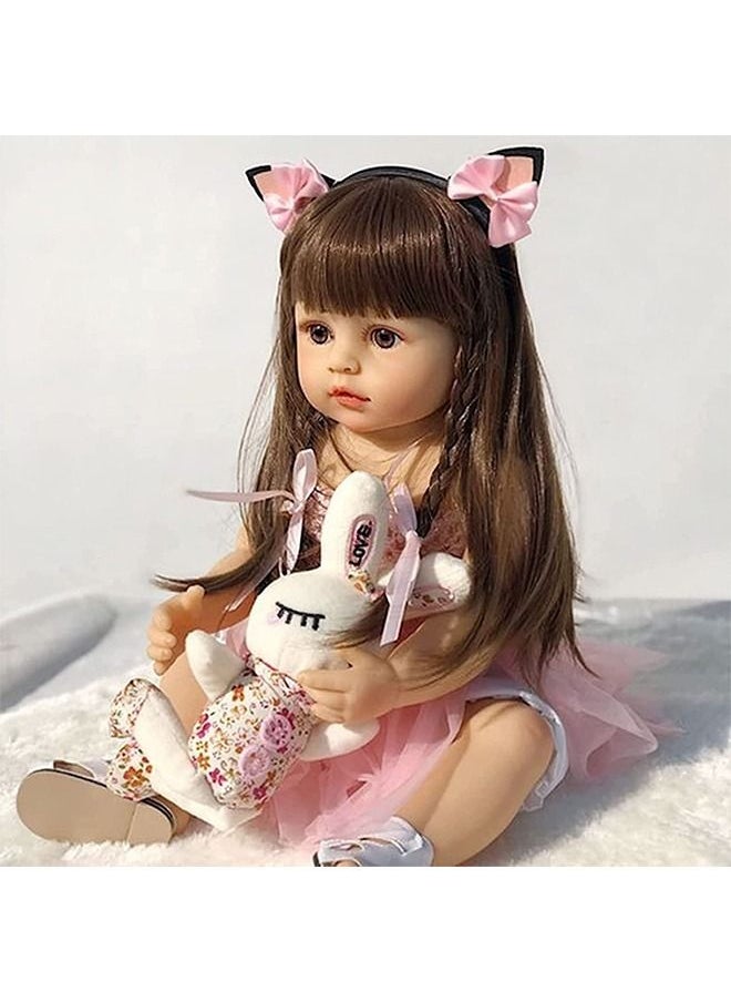 Beauenty Reborn Baby Doll 22 Inch Realistic Newborn Baby Dolls  Lifelike Weighted With Soft Silicone Doll Girls With Plush Toy  Doll Clothes For Age 3+ (C)  - Image 2