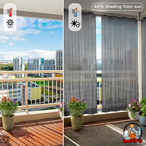 HIPPO 180 GSM HDPE Outdoor Eyelet Curtain for Balcony & Patio Sun Blocking, UV Protection & Light-Filtering Curtains (Pebble-Grey, 3FTX7.5FT, 2PC) - Image 2