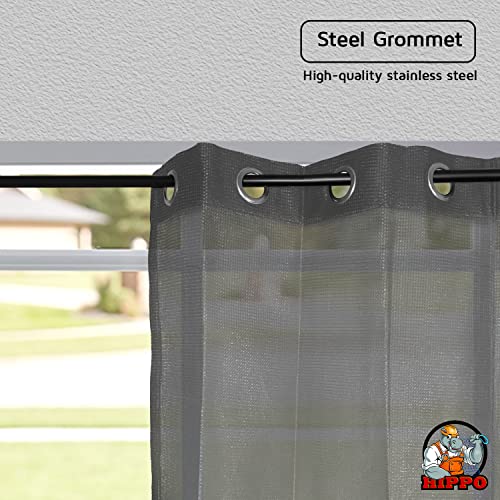 HIPPO 180 GSM HDPE Outdoor Eyelet Curtain for Balcony & Patio Sun Blocking, UV Protection & Light-Filtering Curtains (Pebble-Grey, 3FTX7.5FT, 2PC) - Image 4