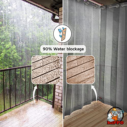 HIPPO 180 GSM HDPE Outdoor Eyelet Curtain for Balcony & Patio Sun Blocking, UV Protection & Light-Filtering Curtains (Pebble-Grey, 3FTX7.5FT, 2PC) - Image 3