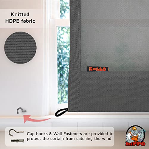 HIPPO 180 GSM HDPE Outdoor Eyelet Curtain for Balcony & Patio Sun Blocking, UV Protection & Light-Filtering Curtains (Pebble-Grey, 3FTX7.5FT, 2PC) - Image 5