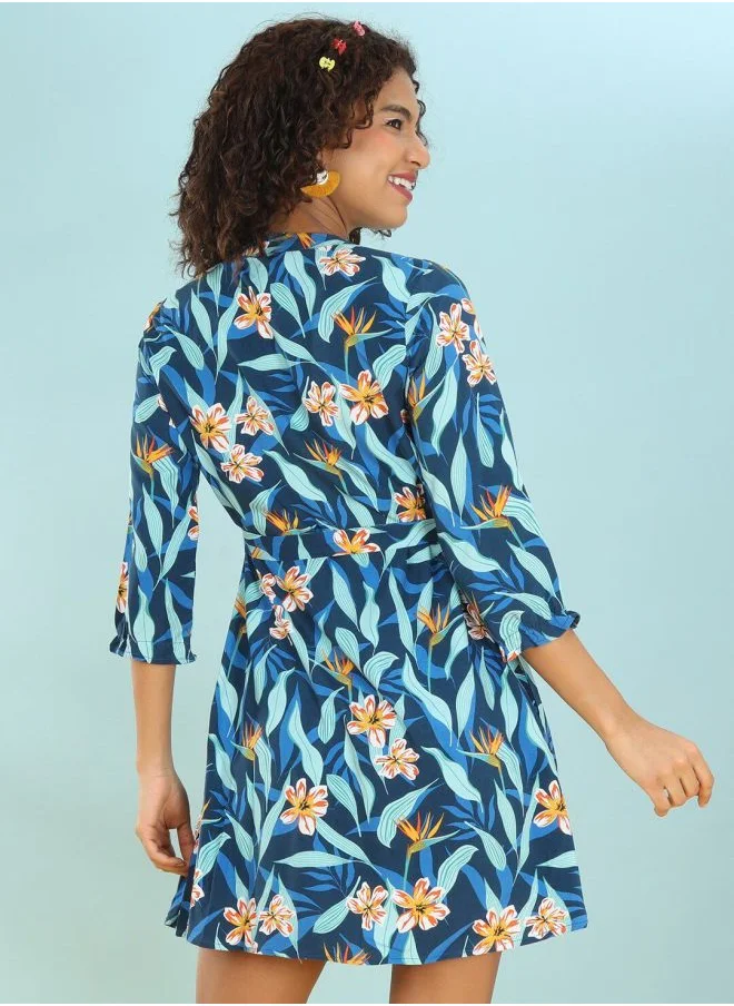 Freehand Women A-Line Casual Tropical Print Dress