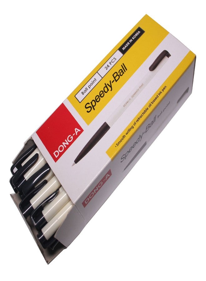دونغ-أيه قلم حبر جاف قابل للسحب من دونغ-أ سبيدي-بول، 0.5 مم، كتابة سلسة، حبر زيتي، علبة تحتوي على 24 قلمًا - أسود - Image 3