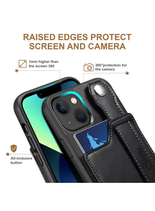 Suteni Case For iPhone 13 215 Wrist Strap PU Phone Case - Image 3