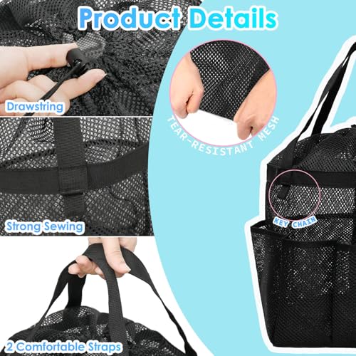 Fammart Mesh Shower Caddy Portable with Drawstring, Dorm Room Essentials for College Girls Guys, 8-Pocket Extra Large Shower Bag Basket Tote for Camping Beach Gym Travel Toiletry Bathroom - Image 5