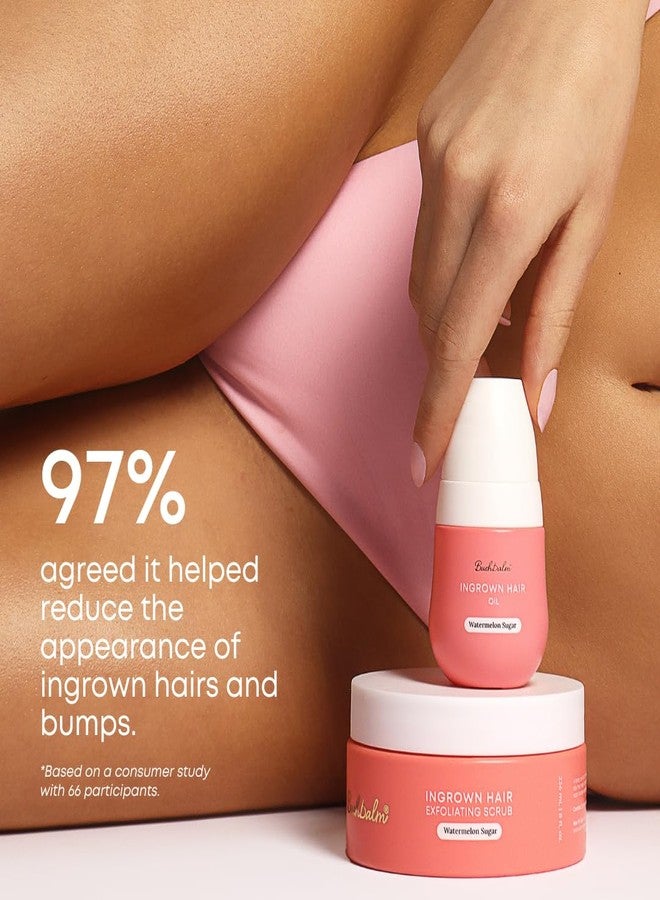 Bushbalm Ingrown Hair 2 Step Routine - Moisturize and Soothe - Ingrown Hair Oil (30 ml), Exfoliating Scrub (236 ml) - Watermelon Sugar - Valued at $49 - Image 3