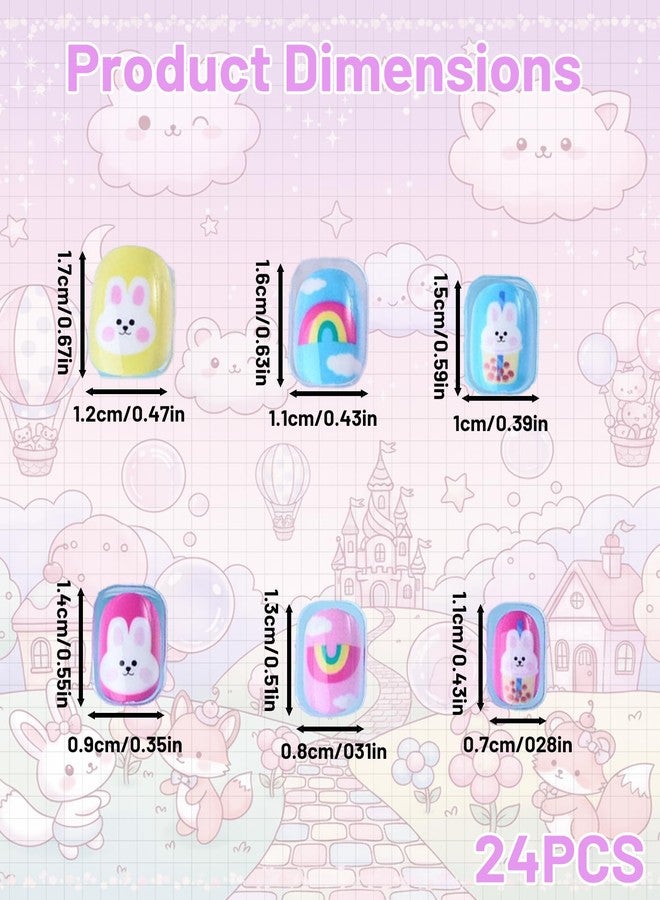 FFZDENA 2 Boxes Nail Art Kit for Girls 6-12, Fake Nails Extension Kit with Unicorn and Bunny Designs, Press on Nails Kit for DIY Manicure, Safe Artificial Nails Set for Fashion - Image 2