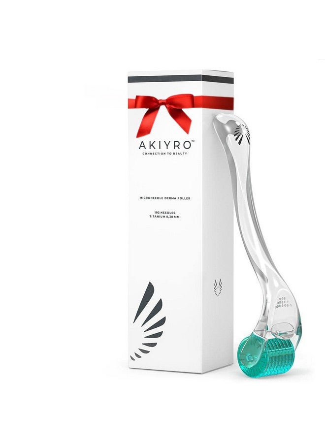 AKIYRO Derma Roller Titanium - 0.30mm Microderm Roller - Microneedle Roller with Case-Personal Use Microneedling Roller -192 Micro Needle Dermal Roller - At Home Microdermabrasion Face Roller (Green) - Image 1