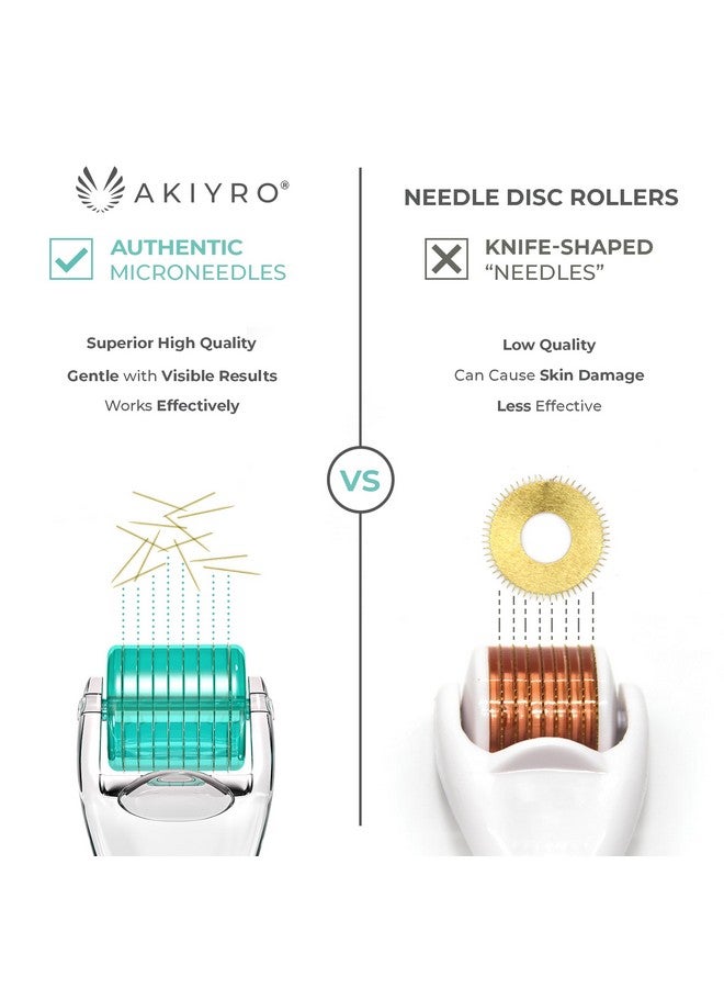 AKIYRO Derma Roller Titanium - 0.30mm Microderm Roller - Microneedle Roller with Case-Personal Use Microneedling Roller -192 Micro Needle Dermal Roller - At Home Microdermabrasion Face Roller (Green) - Image 2